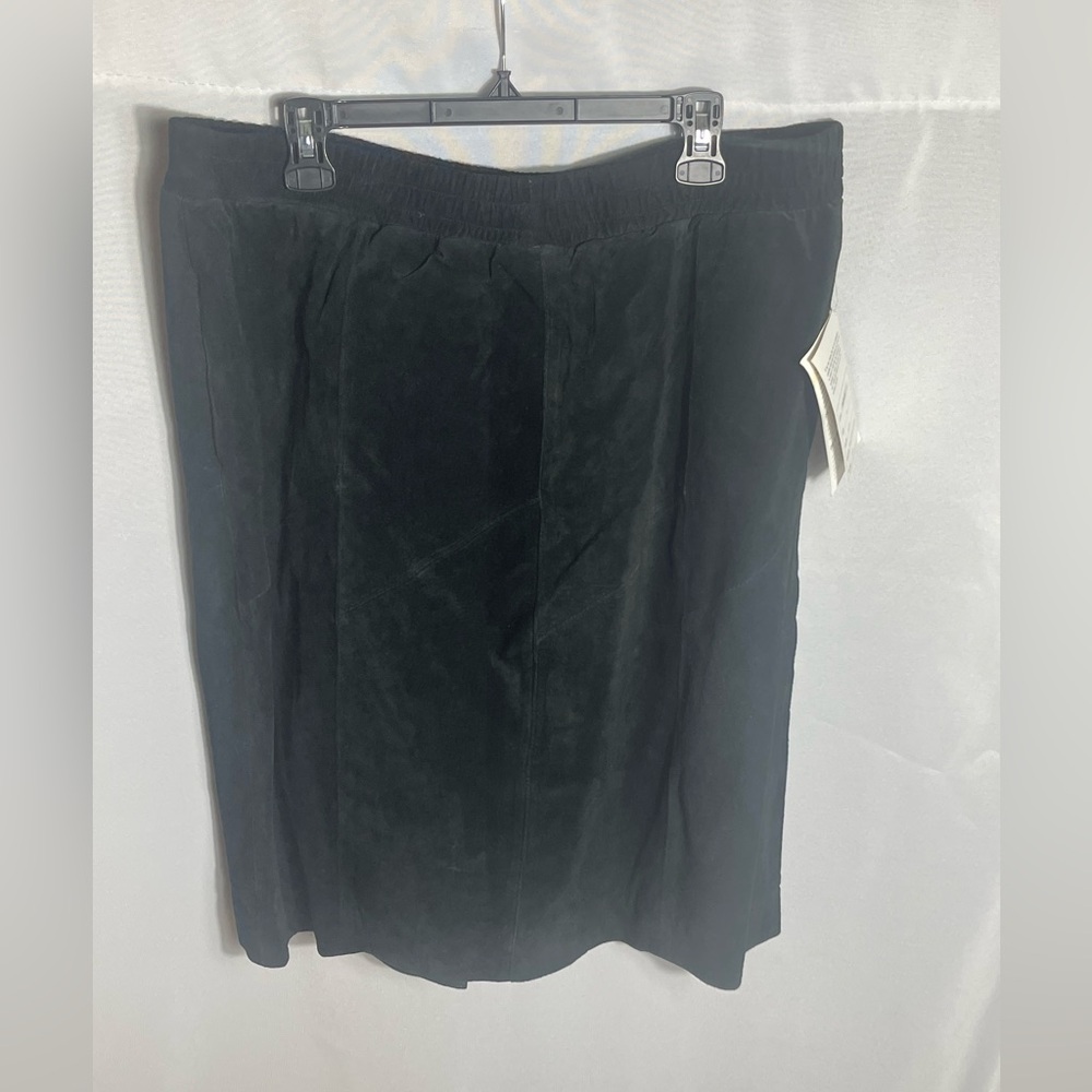 Atlantic Beach Vintage Genuine Suede Leather Skirt Black Lined Size XL NWT